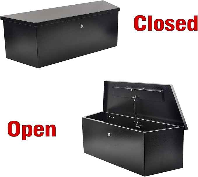 Black Steel Trailer Tongue Truck Box for Trucks Trailers RV ATV Pickup Trucks Flatbeds - 35 x 12.2 x 11.8 Inch