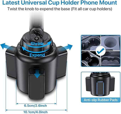 Miracase Universal Cup Phone Holder for Car, [Upgraded Version] Adjustable Long Neck Car Cup Holder Phone Mount Cradle Friendly Compatible with iPhone Samsung Google and All Smartphones, Crystal Pink