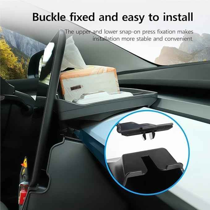 GGCLIMAX Under Screen Storage Organizer Compatible with Tesla Model 3/Y Over Center Console Display Tray ABS+TPE Storage Box with Anti-Skid Design Black/Grey, Dual/Single Storage(Grey Dual Storage)