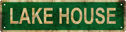 LAKE HOUSE Vintage Metal Tin Sign, Street Sign, Home Decor, Room Decor, Wall Decor, Bathroom Decor, Bar Decor, Cafe Decor, Garage Decor, 16 x 4 Inch