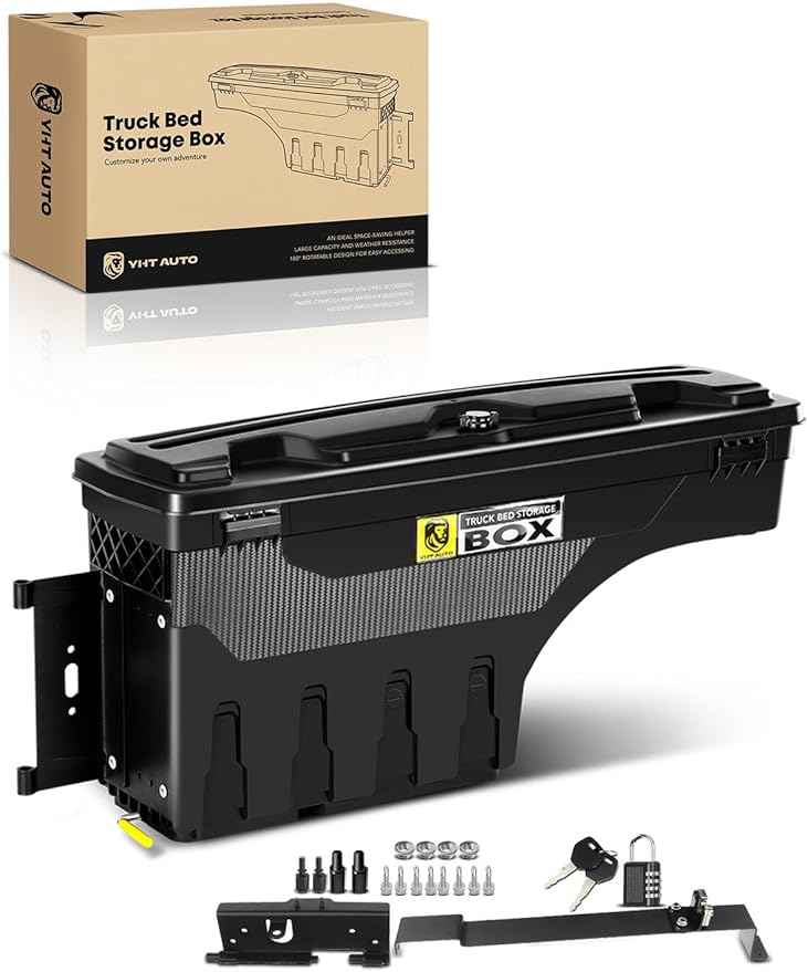 YHTAUTO Truck Bed Storage Tool Box Lockable Compatible with 2004-2012 Chevrolet Colorado GMC Canyon, Driver Side, Without Bed Rail Storage, Swing Waterproof Wheel Well Toolbox