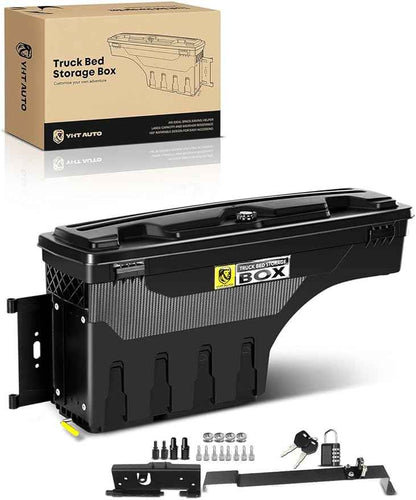 YHTAUTO Truck Bed Storage Tool Box Lockable Compatible with 2004-2012 Chevrolet Colorado GMC Canyon, Driver Side, Without Bed Rail Storage, Swing Waterproof Wheel Well Toolbox
