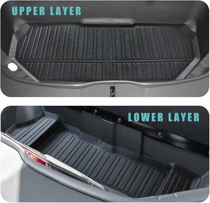 BestEvMod Compatible with Rivian R1T R1S All-Weather Front Trunk Mat TPE Material Rubber Cargo Liner Rivian R1T R1S 2022 2023 2024 Accessories (Upper + Lower Layer)