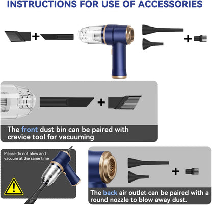 Handheld Car Vacuum Cleaner, Portable Cordless Mini Vacuums with Multi-Nozzles, High Power Dry Hand held Vacuum for Car, Computer, Sofa, Office, Pet, Home