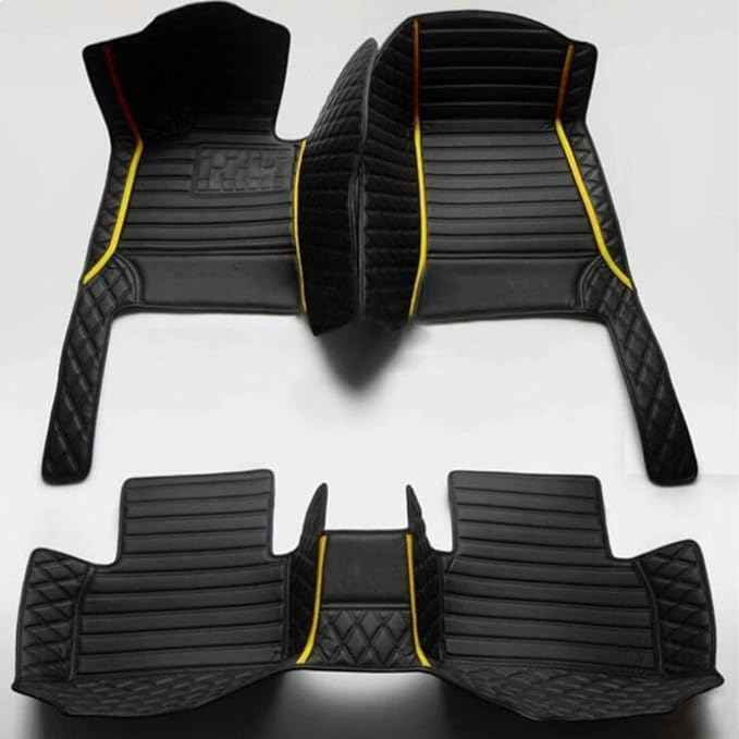 MAEVEN Customized Leather car Floor mats Suitable for 99% of car Models All-Weather Protection Waterproof Anti Slip Men's Women's car Liners (Black Stripe 7)