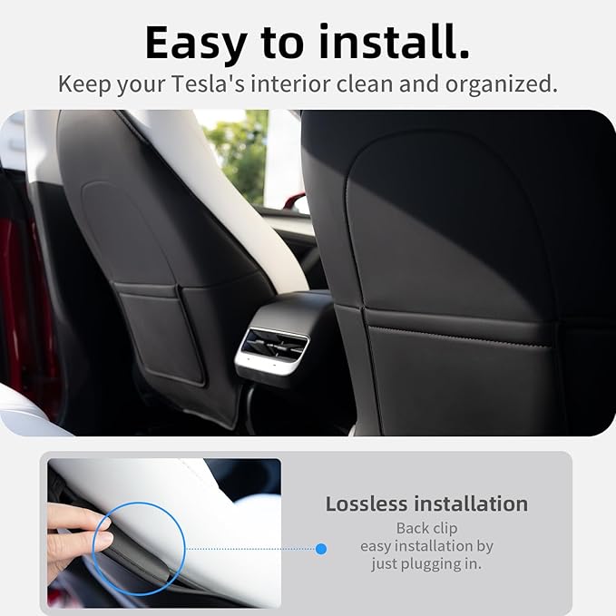 2Pcs for Tesla Model 3/Y Juniper/Highland Leather Seat Back Kick Protectors Accessories 2025 2026,Kids Kick Mats Seat Cover Waterproof Pet Protect Covers