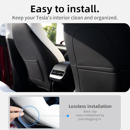 2Pcs for Tesla Model 3/Y Juniper/Highland Leather Seat Back Kick Protectors Accessories 2025 2026,Kids Kick Mats Seat Cover Waterproof Pet Protect Covers