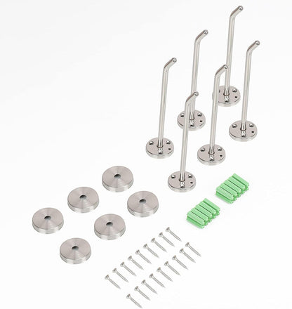NearMoon Coat Hooks, Wall Hooks for Hanging Hat Hurse Robe, 304 Stainless Steel Heavy Duty Towel Hangers for Bathroom Livingroom Hotel Kitchen Garage, 6 Pack (6 Inch, Brushed Nickel)