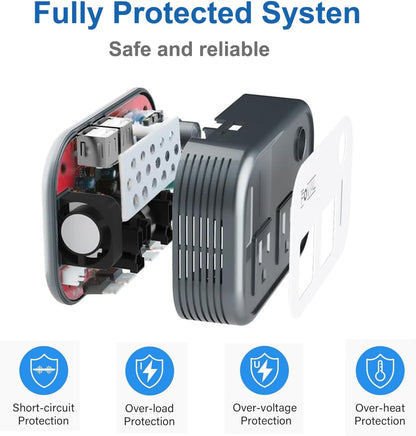 200W Car Power Inverter, FOVAL 12V DC to 110V AC Car Inverte with 4 USB Ports Car Outlet Adapter, Power Inverter for Vehicles, Car Plug Adapter Outlet for Laptop Computer Charger