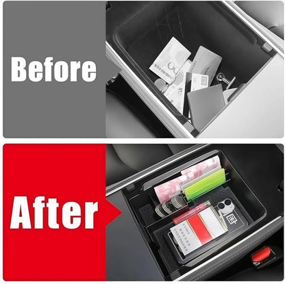 GGCLIMAX Car Organizers And Storage Car Central Control Armrest Box Storage Tray Compatible with Tesla Model 3/Y 2021-2025 ABS Plastic Organizer Accessories
