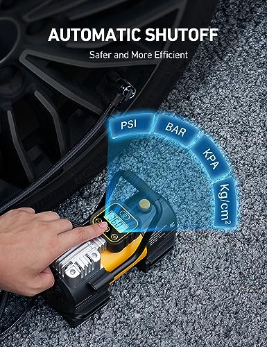 Tire Inflator Portable Air Compressor 12VDC Tire Pump Digital Gauge