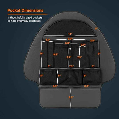Seat Back Protector Organizer for Tesla Model-3 and Model-Y (Rear Passenger) Fitted Organization with Zippered Storage Pockets (Black)