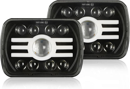 5x7 7x6 Inch LED Headlights, H6054 80W Headlights, Turn Signals, DOT Approved, High/Low Beam, DRL, Compatible with Jeep Wrangler YJ, Cherokee XJ, Chevy Express, Ford F150, Cars, Trucks, Pickups