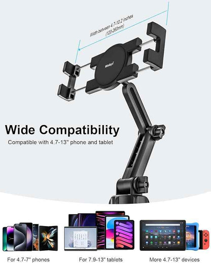 woleyi Cup Holder Car Tablet Mount, iPad Mount Holder for Car/Truck, 360° Rotation Adjustable Universal Tablet Stand Cradle Compatible with iPad Pro Air Mini, Galaxy Tab, Z Fold, iPhone, 4-13" Devices