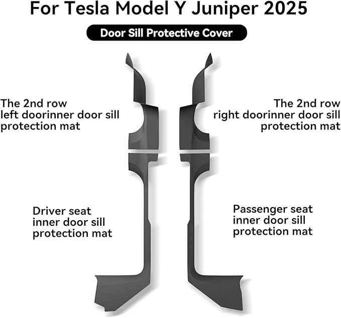 LUCKEASY 4PCS Front & Rear Door Entry Threshold Strip Protector for Tesla Model Y Juniper 2025 2026 Standard & Premium & Performance Door Sill Protective Cover Protector Cover Accessories TPE Black