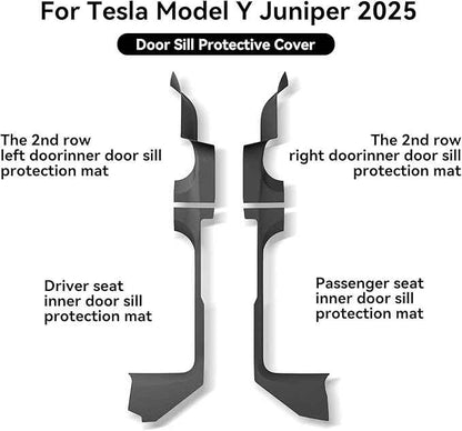 LUCKEASY 4PCS Front & Rear Door Entry Threshold Strip Protector for Tesla Model Y Juniper 2025 2026 Standard & Premium & Performance Door Sill Protective Cover Protector Cover Accessories TPE Black