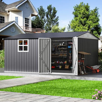 12x14 FT Outdoor Storage Metal Shed with Window