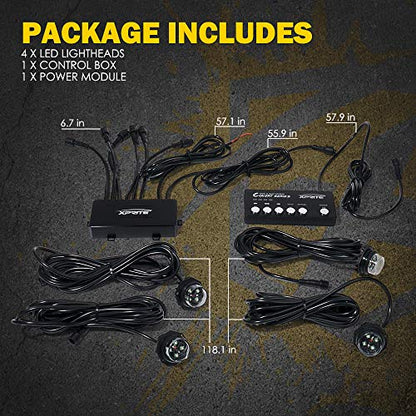 White Amber LED Hideaway Strobe Lights Kit