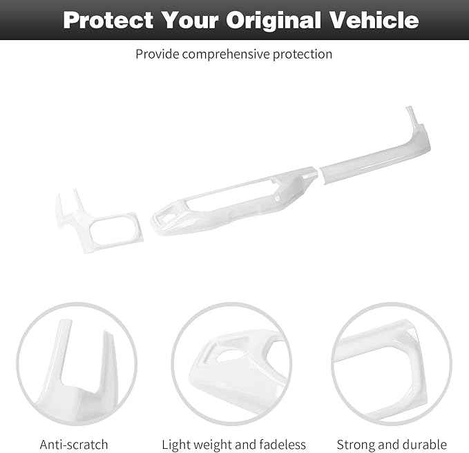 CheroCar for JL Center Console Headlight Air Conditioning Control Panel & Co-Pilot Handle Panel Interior Accessories fit for Jeep Wrangler JL JLU 2024+,White
