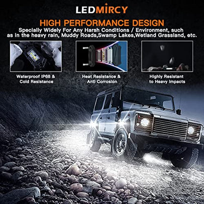 Rock Lights LEDMIRCY R3 Pure White Rock Lights with Wire Harness for Trucks (12 Count)