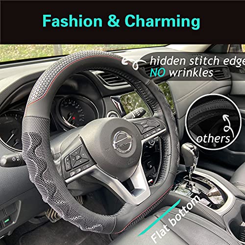 D Shaped 14 Inch Steering Wheel Cover Great Grip Black