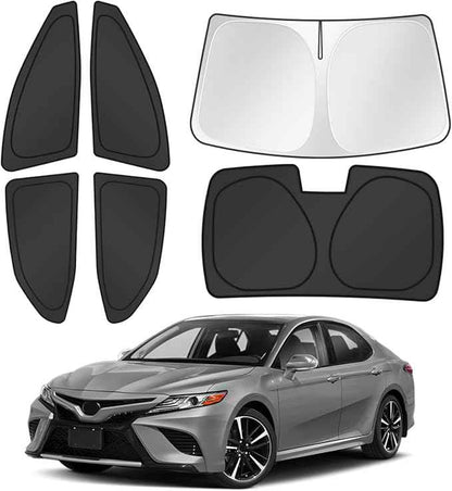 Window Shades for 2018-2024 Toyota Camry Accessories Windshield Sun Shade Side Rear Window Cover Sunshade Sun Visor Shield Privacy Protection for Camping Keep Vehicle Cool Black 6PCS