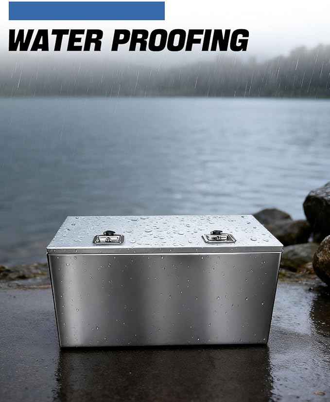 Truck bed toolbox, made of stainless steel, suitable for pickup trucks, RVs, and trailers. A box-type storage organizer with lock and key (36x18x18 inches)