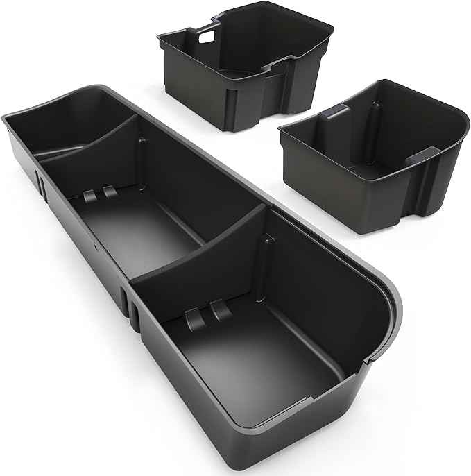 oEdRo Under Seat Storage Fit for 2015-2025 Ford F-150 F150 SuperCrew/Crew Cab, 2017-2024 F-250/F-350/F-450/F-550 Super Duty, Upgraded Rear 3-in-1 Truck Organizer Underseat Storage Box