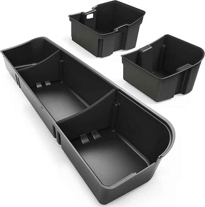 oEdRo Under Seat Storage Fit for 2015-2025 Ford F-150 F150 SuperCrew/Crew Cab, 2017-2024 F-250/F-350/F-450/F-550 Super Duty, Upgraded Rear 3-in-1 Truck Organizer Underseat Storage Box