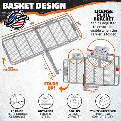 500 Lbs. Capacity Folding Luggage Rack for SUV Car Truck Van & RV