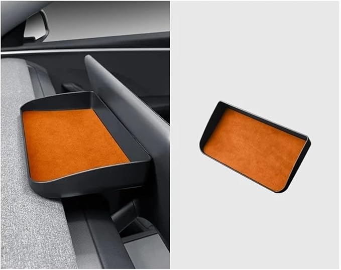 Dashboard Storage Box Central Control Suede Instrument Storage Compatible For Tesla Model 3 Highland 2024 Modification Interior Accessories(Orange1)