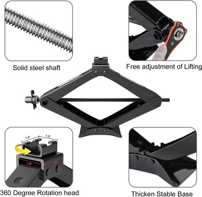 IMAYCC Scissor Jack, Portable Car Jack Kit 6614 lbs (3 Ton), Universal Tire Change Kit for Auto/SUV/MPV - Tire Jack Max 17 Inch
