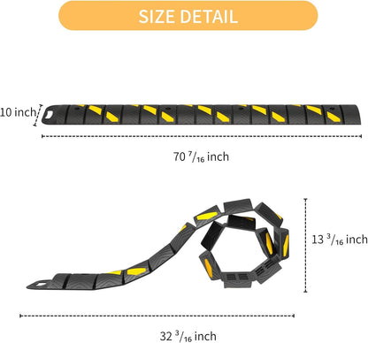 Portable Roll Up Speed Bump - 6Ft Collapsible Speed Humps for Driveway, Garage, Parking Lot - for Asphalt, Concrete, Gravel with Reflective Strips(Roll Up Speed Bump 6 Ft)