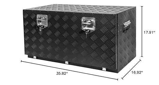 36 Inch Heavy Duty Aluminum Tool Box - Waterproof Square Truck Storage Organizer Chest for Pickup Truck Bed, RV Trailer - T-Handle Lock and Keys Included