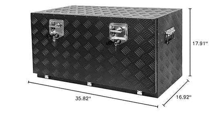 36 Inch Heavy Duty Aluminum Tool Box - Waterproof Square Truck Storage Organizer Chest for Pickup Truck Bed, RV Trailer - T-Handle Lock and Keys Included