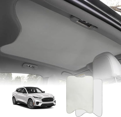 BestEvMod Foldable Roof Sunshade Compatible with Mustang Mach-E 2021-2025 Accessories Upgraded Heat Reflective Tech Accessories,Sunroof Reflective Cover Blocks Glare Blocks UV Ray (Gray)