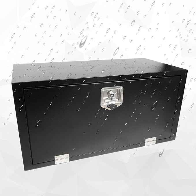 36 Inch Black Steel Truck Tool Box with T-Handle Latch Flatbed Tool Box Storage Box for Trailer Heavy Duty Truck Bed Storage Organizer Chest (18"x 18" x 36”)