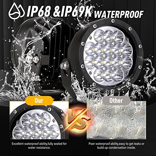 Pair 160w 5 Inch Round Led Offroad Driving Lights Fog Lights 18800LM Offroad Spot Light Driving Light Pods Light Bar with Wiring Harness 12V 24V for Car Trucks SUV UTV ATV