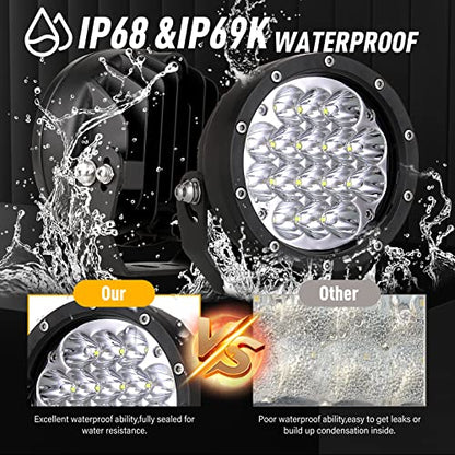 Pair 160w 5 Inch Round Led Offroad Driving Lights Fog Lights 18800LM Offroad Spot Light Driving Light Pods Light Bar with Wiring Harness 12V 24V for Car Trucks SUV UTV ATV