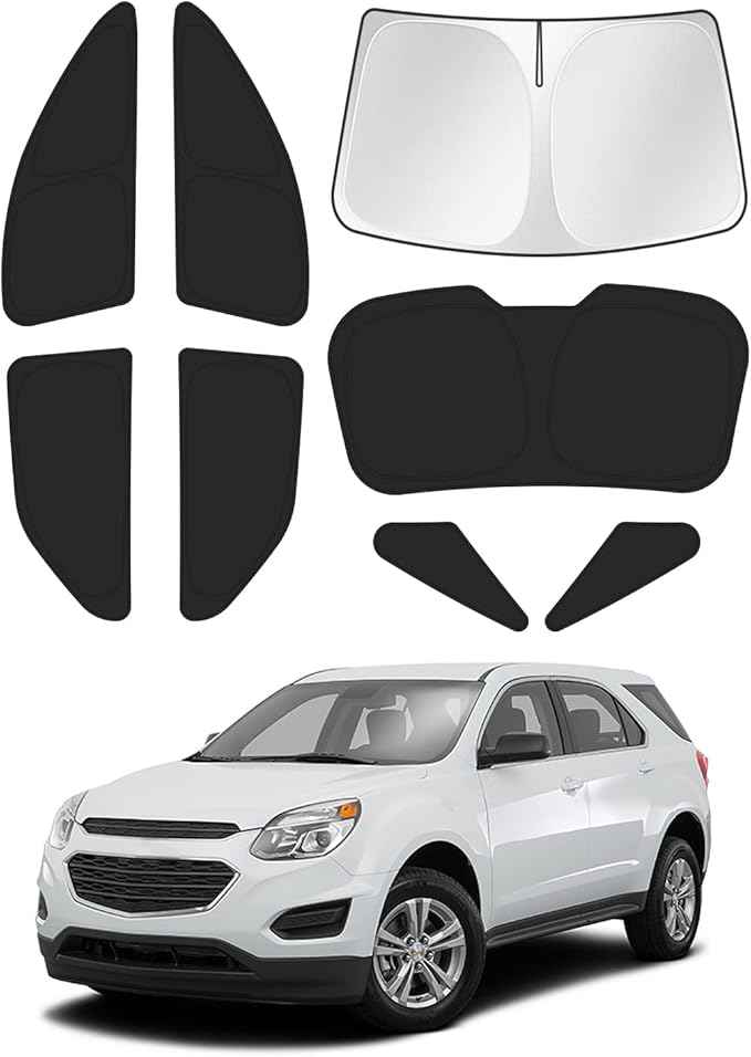 Windshield Sun Shade for 2010-2017 Chevrolet/Chevy Equinox Accessories Side Rear Window Shade Cover Sun Visor Shield Privacy Protection Keep Vehicle Cool Black 8PCS