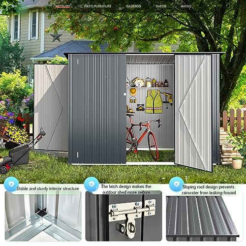 4' x 7' Waterproof Metal Lean to Bike Storage Shed