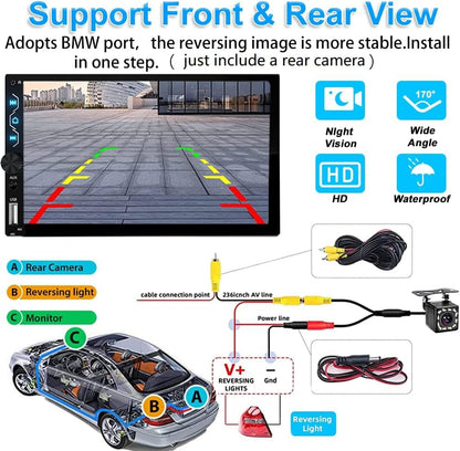 Wireless Carplay Double Din Car Stereo with Backup Camera