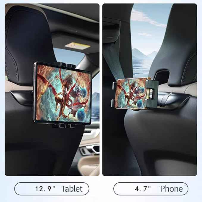 Car Tablet Holder, Universal Headrest Mount for Volvo XC90 XC60 V90 V60 S90 S60, Compatible with iPad Pro Air Mini, Galaxy Tabs, 4.7-12.9 Inch Tablets (Model A)