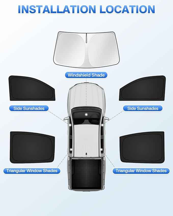 Sunshades for 2023-2025 2026 Chevrolet/Chevy Colorado Accessories Windshield Sun Shade Side Rear Window Shade Cover Sun Visor Shield Privacy Protection Keep Vehicle Cool Black 5PCS