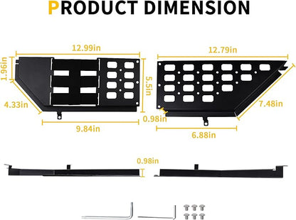 Front Door Storage Pockets with Cup Holders Compatible with 2018-2024 2025 2026 Jeep Wrangler JL 2/4 Door 4XE Gladiator JT Accessories Side Insert Organizer Box Molle Panel, 1Pair Metal+Strap