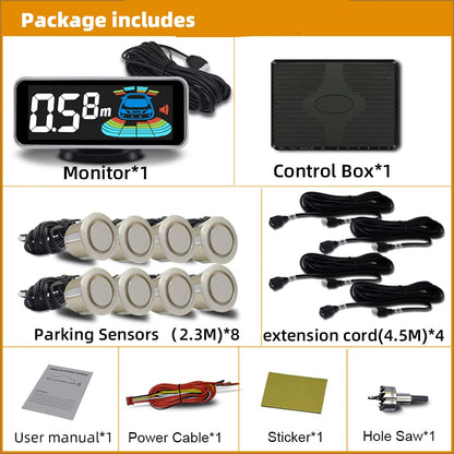 Car Parking Sensors Kit Reverse Radar parktronic System Auto Electronics Vehicle Back Assistant Reverse 8 Sensor (8 Count)