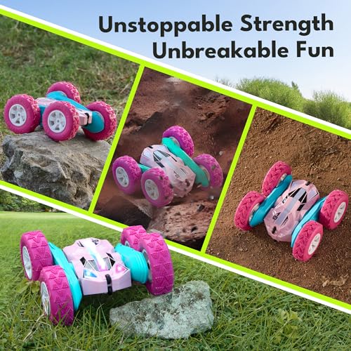 Pink Remote Control Cars RC Stunt Flip Car Crawler Toys Girls 6+