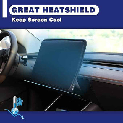 Screen Protector Cover Compatible with Tesla Model 3 Model Y Center Console Display Cover Folding Sun Shade Sleeve Screen Protection from Scratch, Dust, Heat Tesla Interior Accessories (Black)