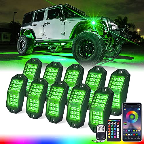 18 LED Rock Lights 10 Pods Wide Angle Bluetooth Wheel Well Lights (10 Count)