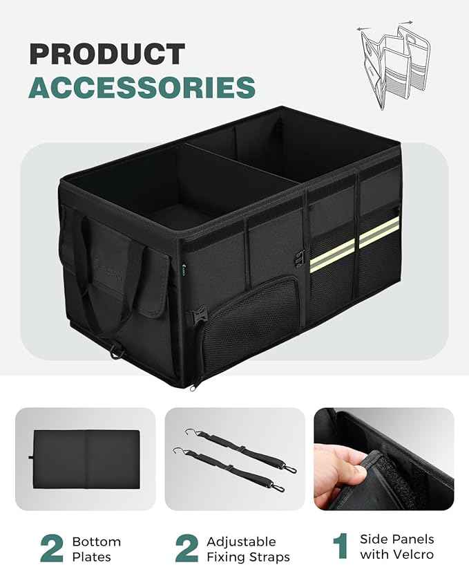 FLORICH Trunk Organizer with Breathable Shoe Storage for Suv, Waterproof Car Organizers Collapsible, Large Trunk Organizer Back Seat Storage for Car